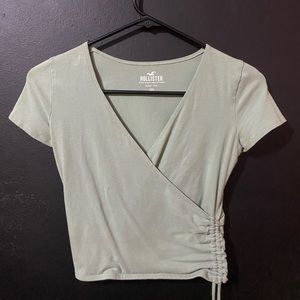 Hollister, green V neck cross over T-shirt, size XS